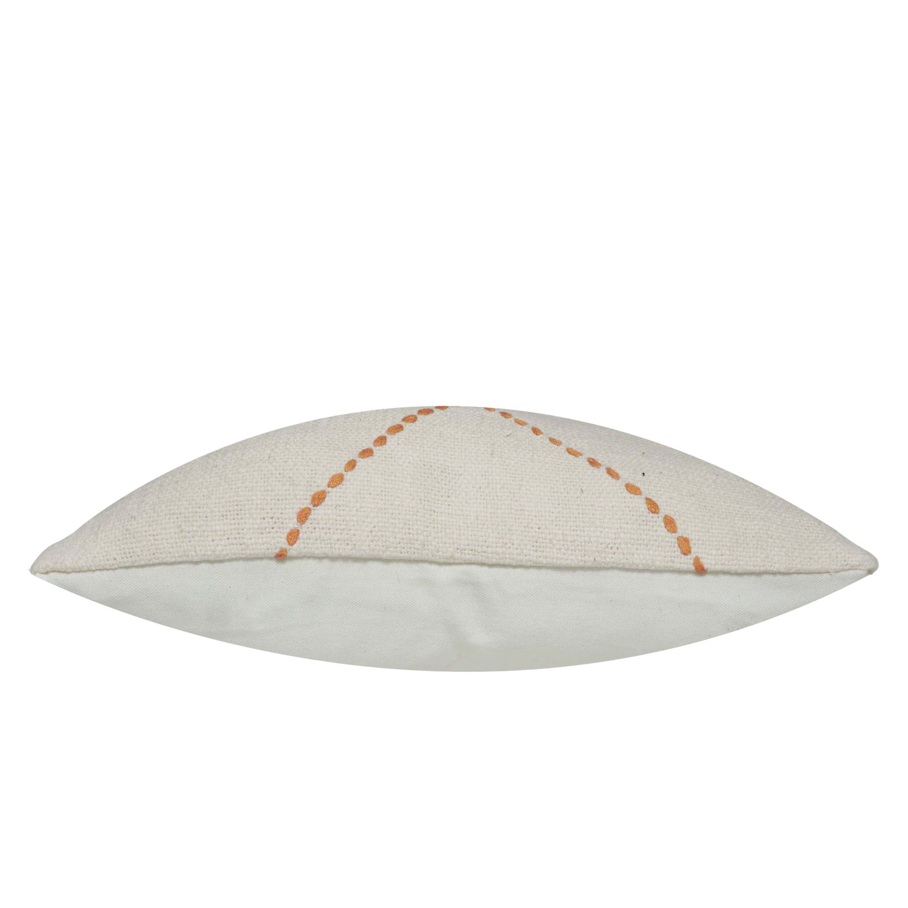 Hand Embroidered Cotton Cushion Cover 45x45 cm | Geometric Diamond Stitch Design | Decorative Throw Pillow Cover with Concealed Zip | Natural & Terracotta