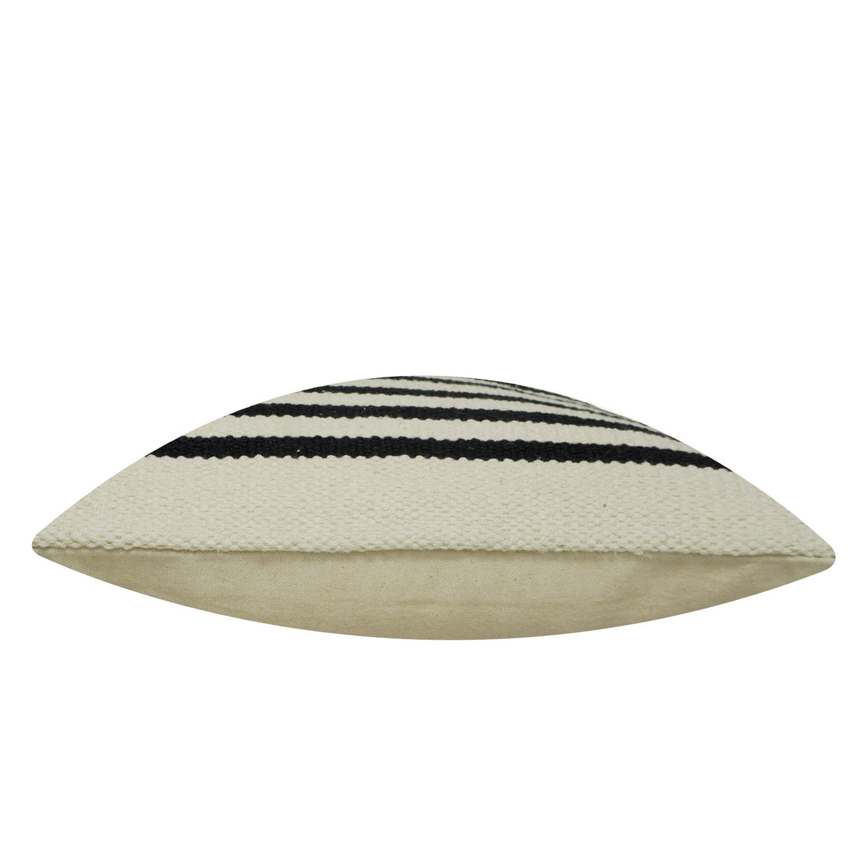 Handwoven Cotton Striped Cushion Cover 45x45 cm | Black & Ivory Woven Throw Pillow Cover | Modern Boho Farmhouse Decorative Cushion Cover | Hidden Zip