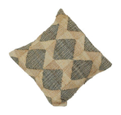Handwoven Jute Cushion Cover – Rustic Geometric Diamond Pattern | Natural Textured Boho Throw Pillow Cover (18x18 Inch)