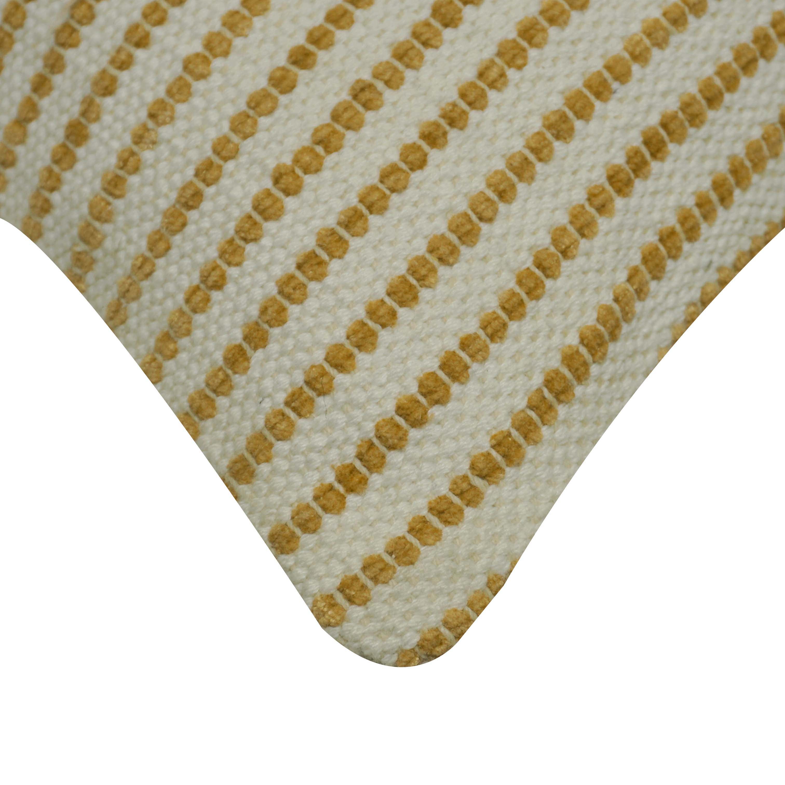 Handwoven Cotton Striped Cushion Cover 45x45 cm | Woven Textured Throw Pillow Cover | Natural & Mustard | Modern Boho Home Décor | Hidden Zip | 18x18 Inch