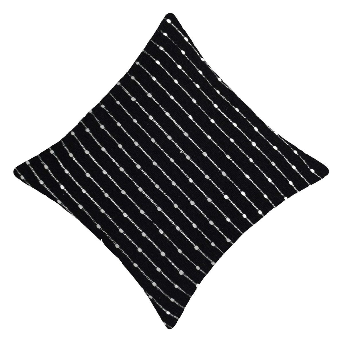 Handwoven Black & White Cotton Cushion Cover 45x45 cm | Textured Woven Striped Decorative Throw Pillow Cover | Modern Boho Home Décor - Bulk manufacturer & supplier from Panipat, India