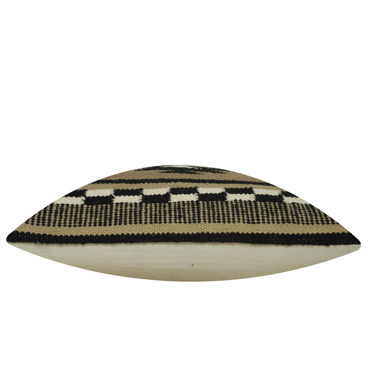 Handwoven Cotton Cushion Cover 45x45 cm | Geometric Tribal Pattern | Woven Decorative Throw Pillow Cover | Beige, Black & Ivory | Hidden Zipper
