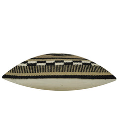 Handwoven Cotton Cushion Cover 45x45 cm | Geometric Tribal Pattern | Woven Decorative Throw Pillow Cover | Beige, Black & Ivory | Hidden Zipper