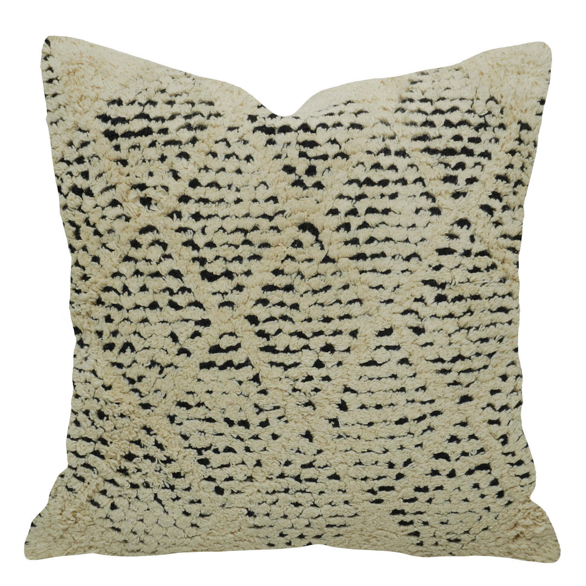 Handwoven Ivory & Black Textured Cushion Cover – 45 x 45 cm | Boho Geometric Accent Pillow Cover