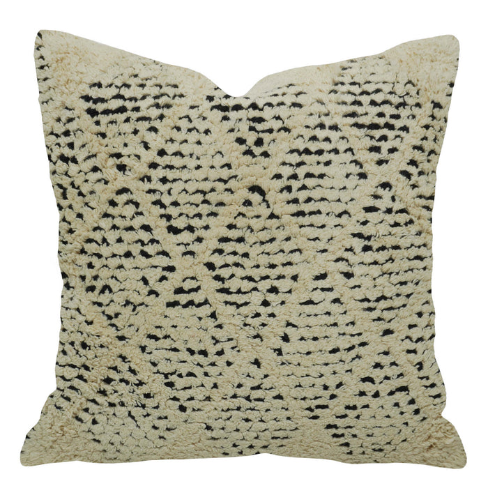 Handwoven Ivory & Black Textured Cushion Cover – 45 x 45 cm | Boho Geometric Accent Pillow Cover
