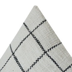 Minimalist Black Grid Cotton Cushion Cover | Modern Check Pattern Pillow Cover | 18x18 Inch