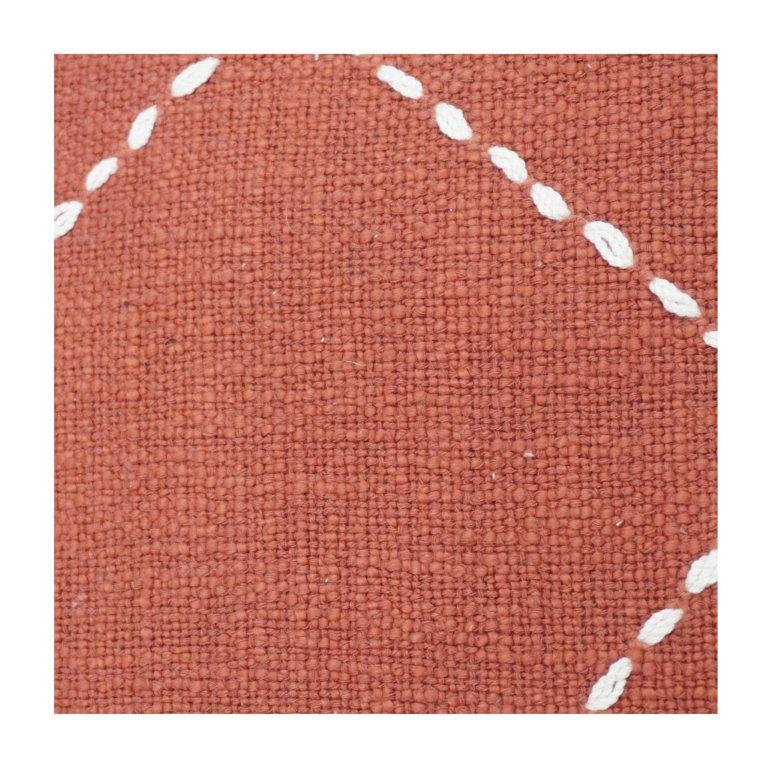 Terracotta Cotton Cushion Cover with Hand-Stitched Diamond Pattern | Geometric Embroidered Throw Pillow Cover | 18x18 Inch - Bulk manufacturer & supplier from Panipat, India