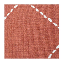 Terracotta Cotton Cushion Cover with Hand-Stitched Diamond Pattern | Geometric Embroidered Throw Pillow Cover | 18x18 Inch