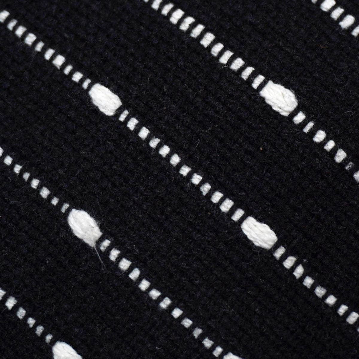 Handwoven Black & White Cotton Cushion Cover 45x45 cm | Textured Woven Striped Decorative Throw Pillow Cover | Modern Boho Home Décor - Bulk manufacturer & supplier from Panipat, India