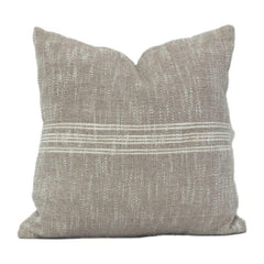 Minimalist Textured Cotton Cushion Cover with Subtle Stripe Detail – 45x45 cm | Neutral Beige Linen Look