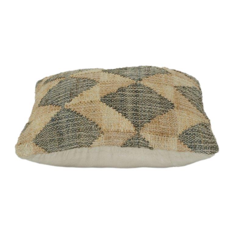 Handwoven Jute Cushion Cover – Rustic Geometric Diamond Pattern | Natural Textured Boho Throw Pillow Cover (18x18 Inch) - Bulk manufacturer & supplier from Panipat, India