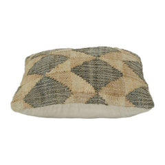 Handwoven Jute Cushion Cover – Rustic Geometric Diamond Pattern | Natural Textured Boho Throw Pillow Cover (18x18 Inch)