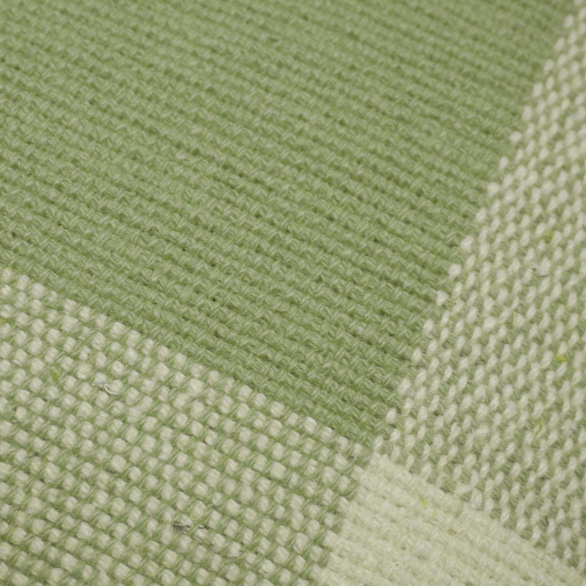 Sage green and ivory geometric checkered handwoven cotton cushion cover 45x45 cm