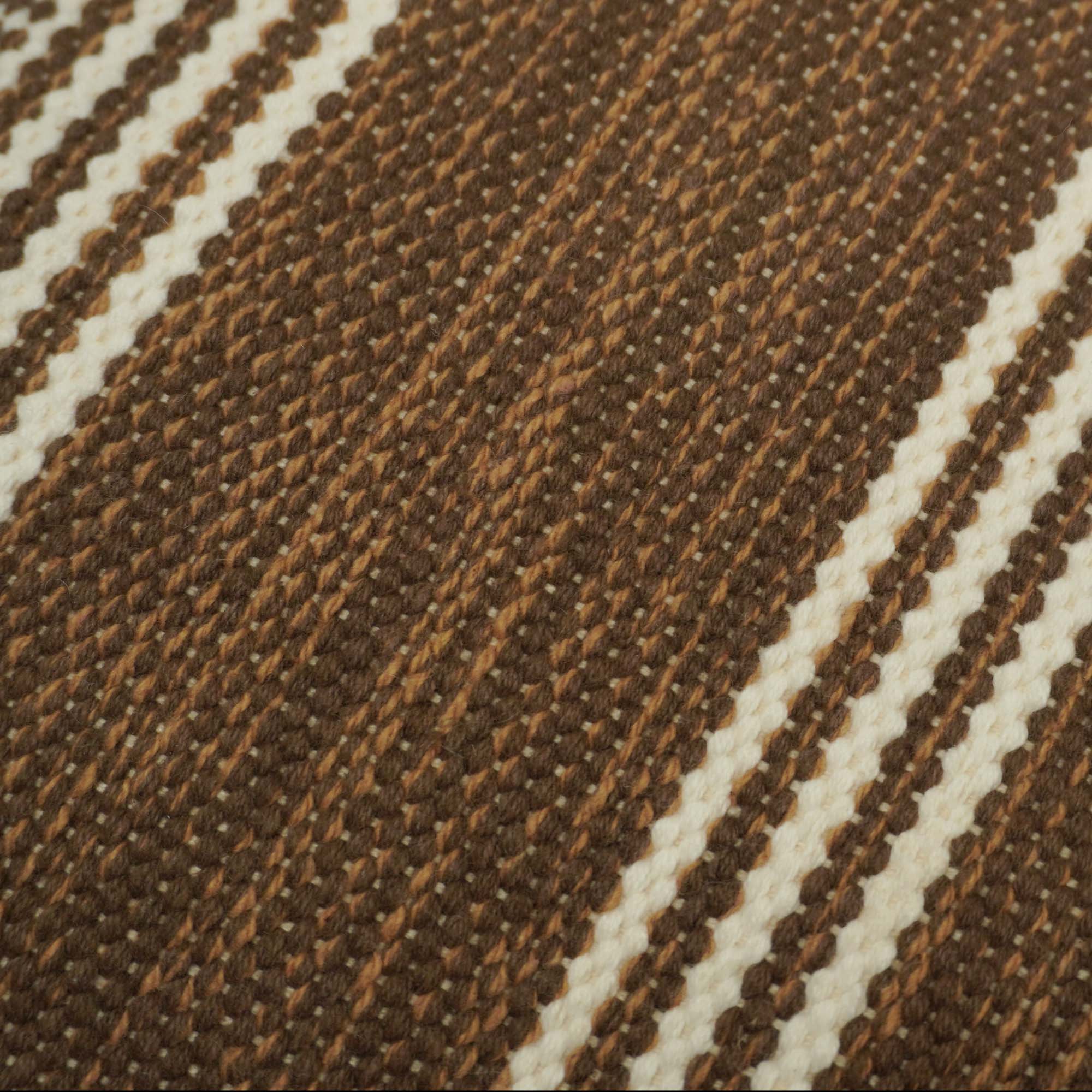 Handwoven Cotton Cushion Cover 45x45 cm | Brown & Ivory Striped Woven Decorative Throw Pillow Cover | Modern Rustic Home Décor