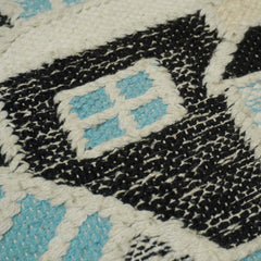 Handwoven Geometric Cotton Cushion Cover 45x45 cm | Artisan Woven Decorative Throw Pillow Cover | Blue, Black & Ivory | Modern Boho Home Décor