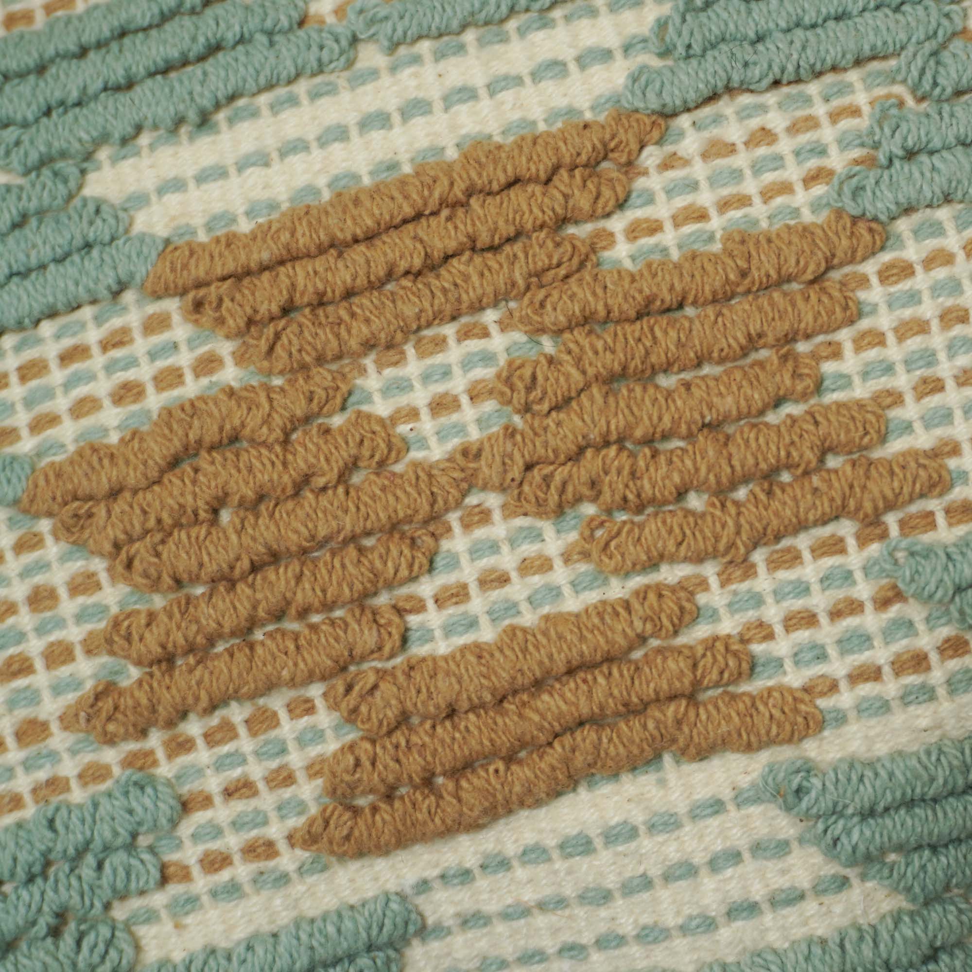 Handwoven Cotton Cushion Cover 45x45 cm | Geometric Textured Woven Throw Pillow Cover | Sage Green & Brown | Boho Modern Home Décor | Hidden Zipper