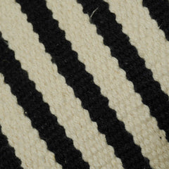 Handwoven Cotton Striped Cushion Cover 45x45 cm | Black & Ivory Woven Throw Pillow Cover | Modern Boho Farmhouse Decorative Cushion Cover | Hidden Zip