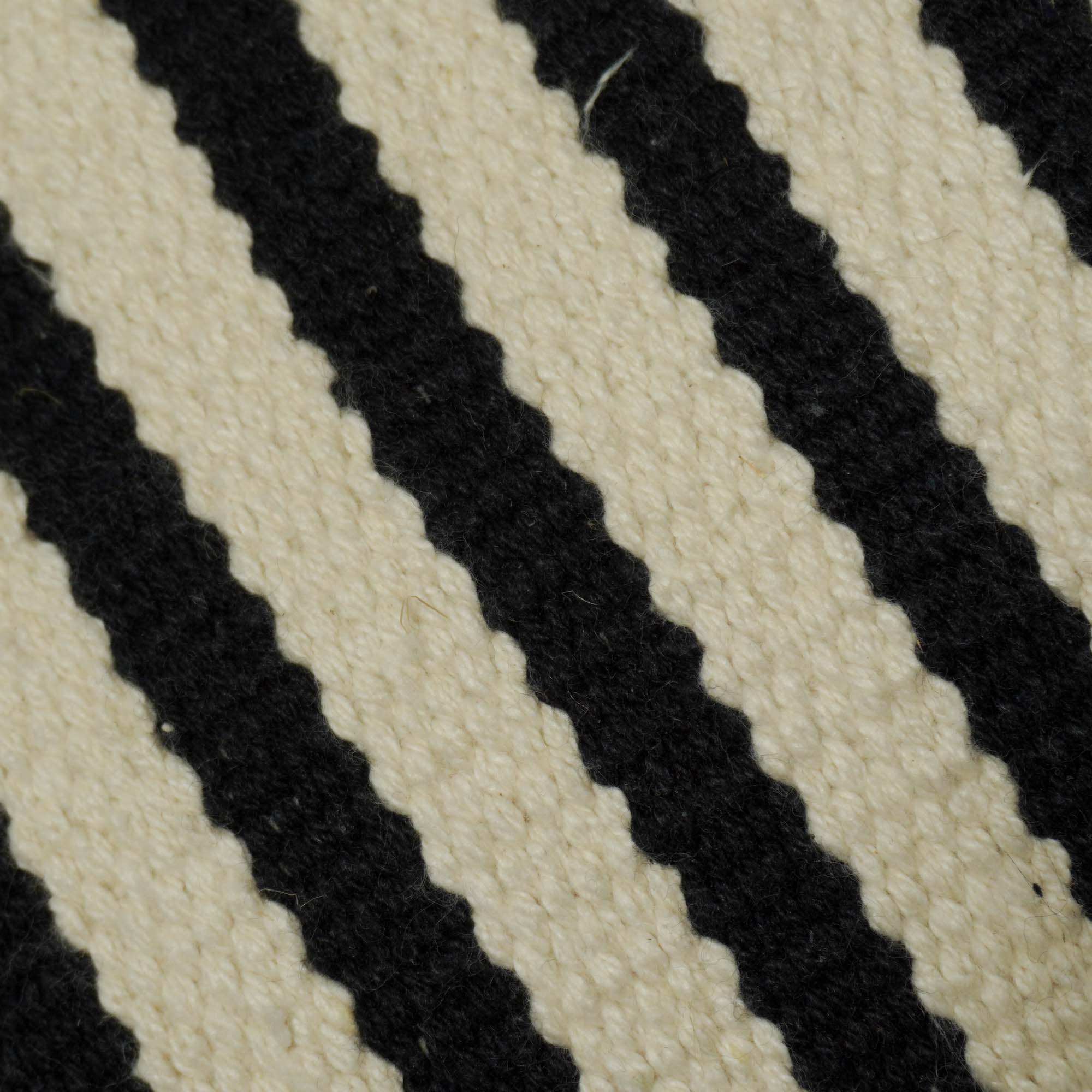 Handwoven Cotton Striped Cushion Cover 45x45 cm | Black & Ivory Woven Throw Pillow Cover | Modern Boho Farmhouse Decorative Cushion Cover | Hidden Zip