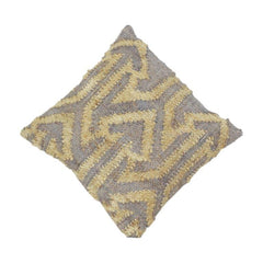 Handwoven Jute Cushion Cover with Textured Geometric Pattern | Rustic Boho Decorative Pillow Cover | 18x18 Inch