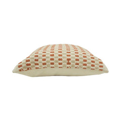 Handmade Textured Cotton Cushion Cover 45x45 cm | Woven Geometric Throw Pillow Cover in Rust & Ivory