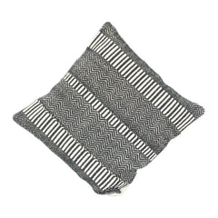 Handwoven Black & White Geometric Cotton Cushion Cover | 45x45 cm | Textured Boho Modern Design