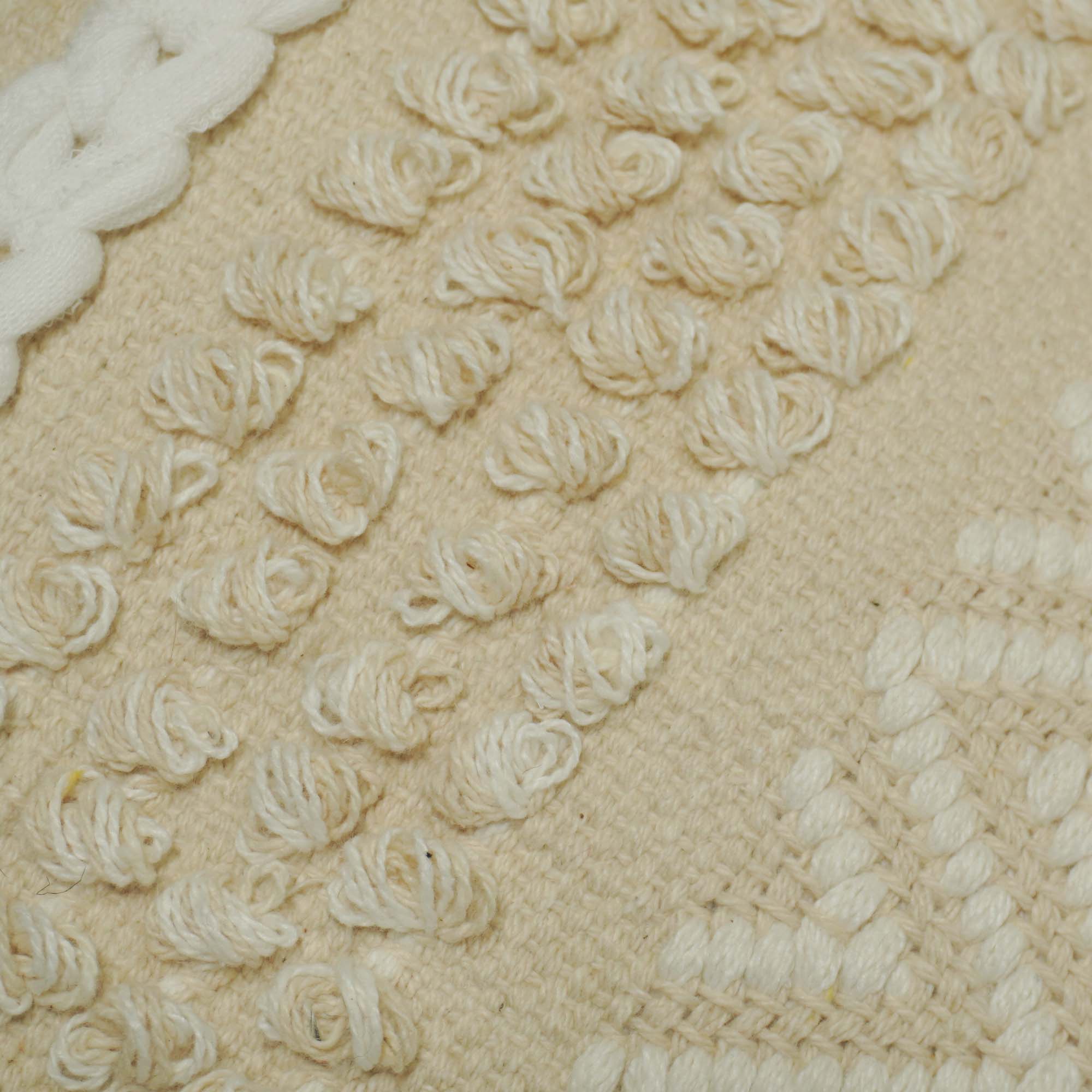 Handwoven Cotton Cushion Cover 45x45 cm | Boho Tufted Textured Throw Pillow Cover with Tassels | Ivory Decorative Cushion Cover | Hidden Zipper | 18x18 Inch