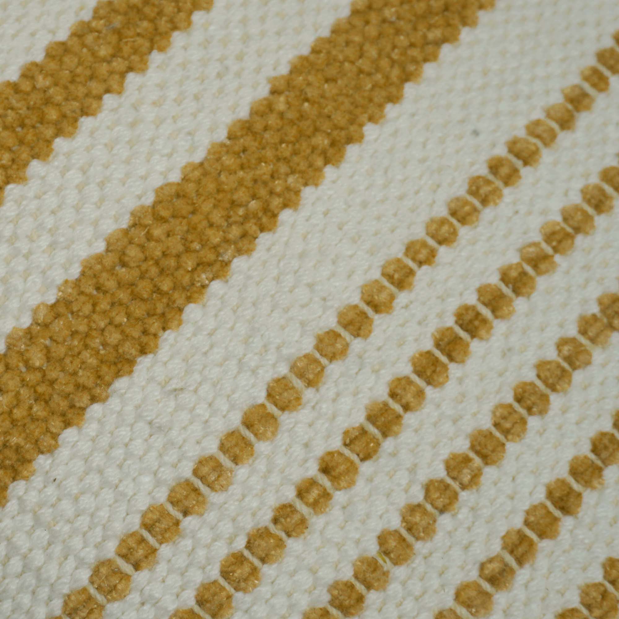 Handwoven Cotton Striped Cushion Cover 45x45 cm | Woven Textured Throw Pillow Cover | Natural & Mustard | Modern Boho Home Décor | Hidden Zip | 18x18 Inch