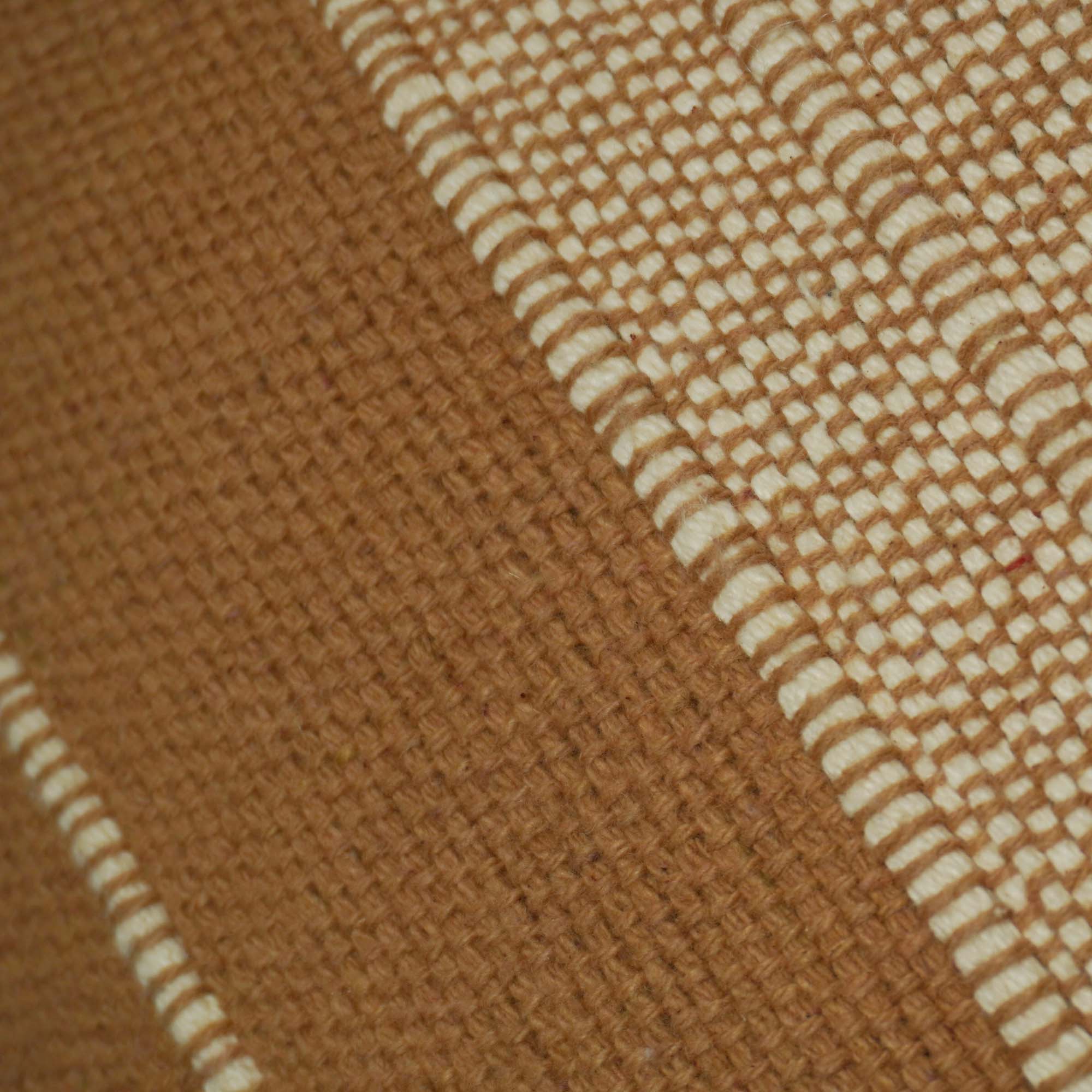 Handwoven Cotton Cushion Cover 45x45 cm | Beige & Brown Textured Striped Cushion Cover with Fringe | Decorative Throw Pillow Cover | Hidden Zipper | Boho Farmhouse Home Décor