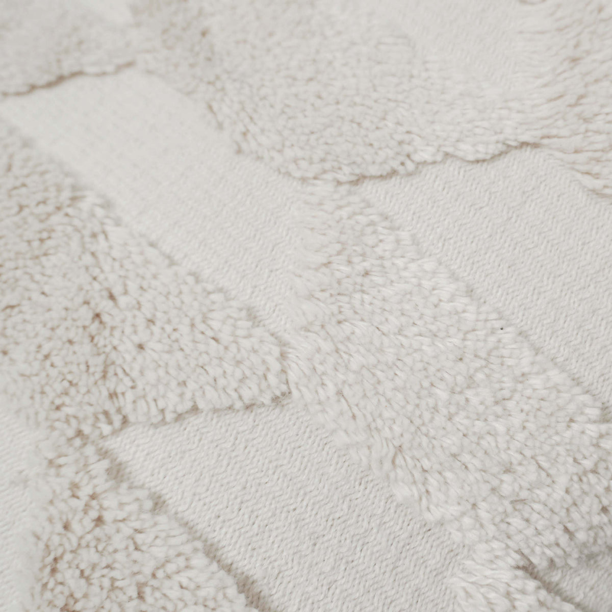 Handwoven Tufted Cotton Cushion Cover – Ivory Abstract Geometric Textured Design, 45x45 cm