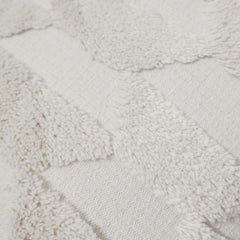 Handwoven Tufted Cotton Cushion Cover – Ivory Abstract Geometric Textured Design, 45x45 cm