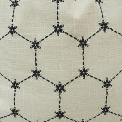 Ivory Geometric Embroidered Cotton Cushion Cover | 45 x 45 cm | Modern Lattice Design