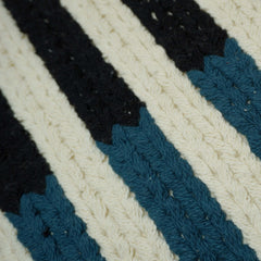 Handwoven Cotton Cushion Cover – Ivory, Black & Teal Striped Textured Design | 45 x 45 cm