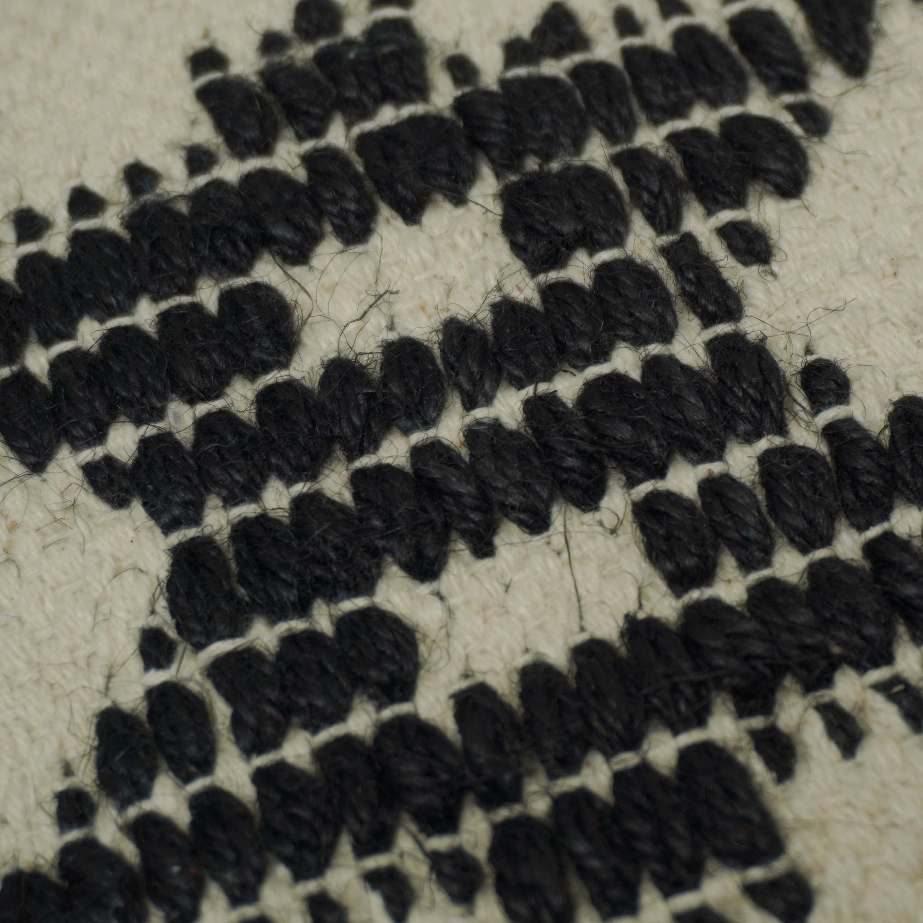 Handwoven Cotton Cushion Cover 45x45 cm | Black & Ivory Geometric Woven Throw Pillow Cover | Artisan Handmade Decorative Cushion Cover with Concealed Zip