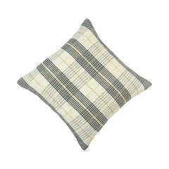 Ivory & Charcoal Plaid Woven Cotton Cushion Cover – 45x45 cm | Modern Farmhouse Throw Pillow Cover