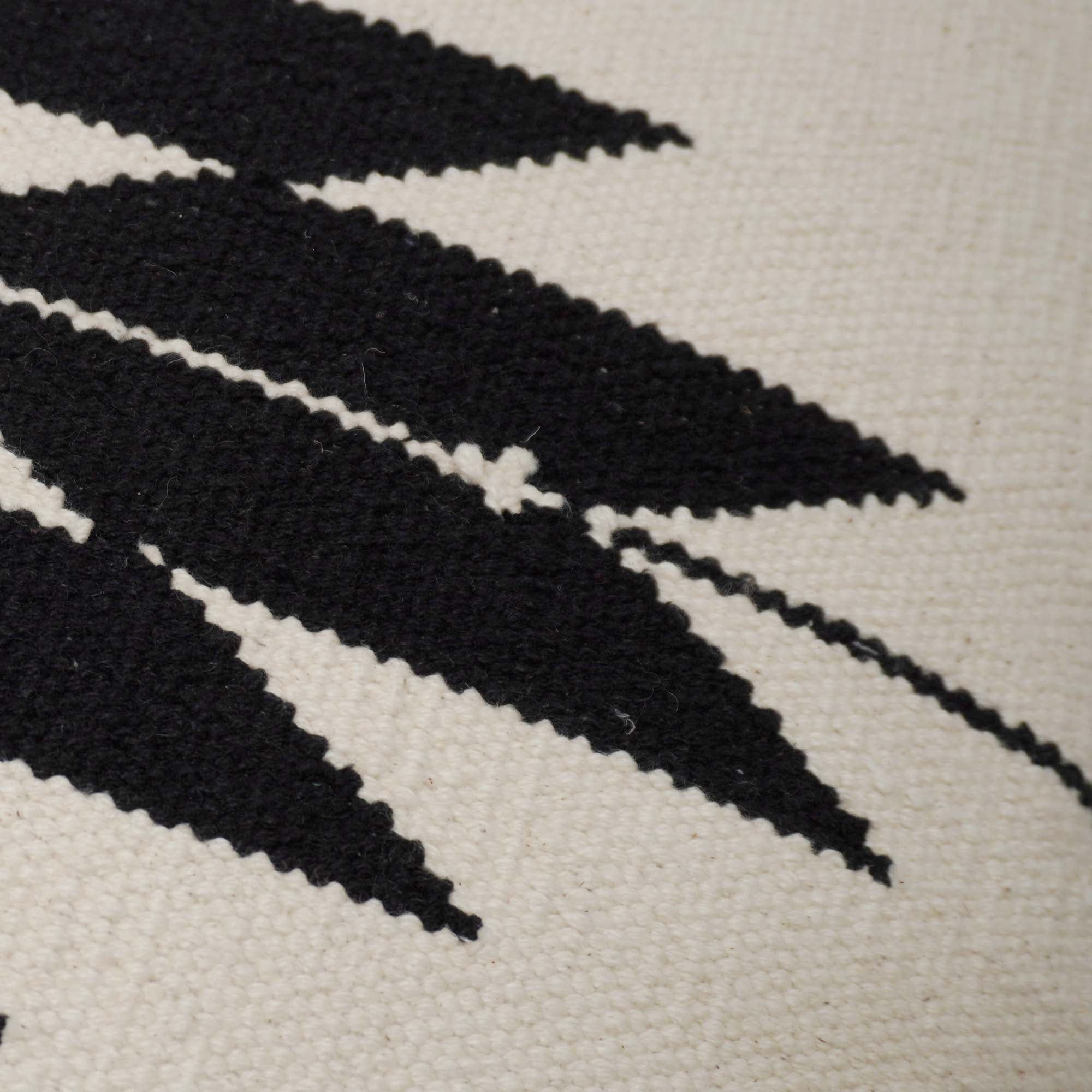 Handwoven Cotton Cushion Cover 45x45 cm | Black & Ivory Geometric Woven Design | Modern Boho Decorative Throw Pillow Cover | Concealed Zipper