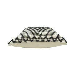 Handwoven Cotton Cushion Cover 45x45 cm | Black & Ivory Geometric Textured Pillow Cover | Modern Boho Décor