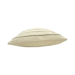Handmade Cotton Striped Cushion Cover 45x45 cm | Woven Ivory & Charcoal Decorative Pillow Cover | Artisan Textured Throw Cushion