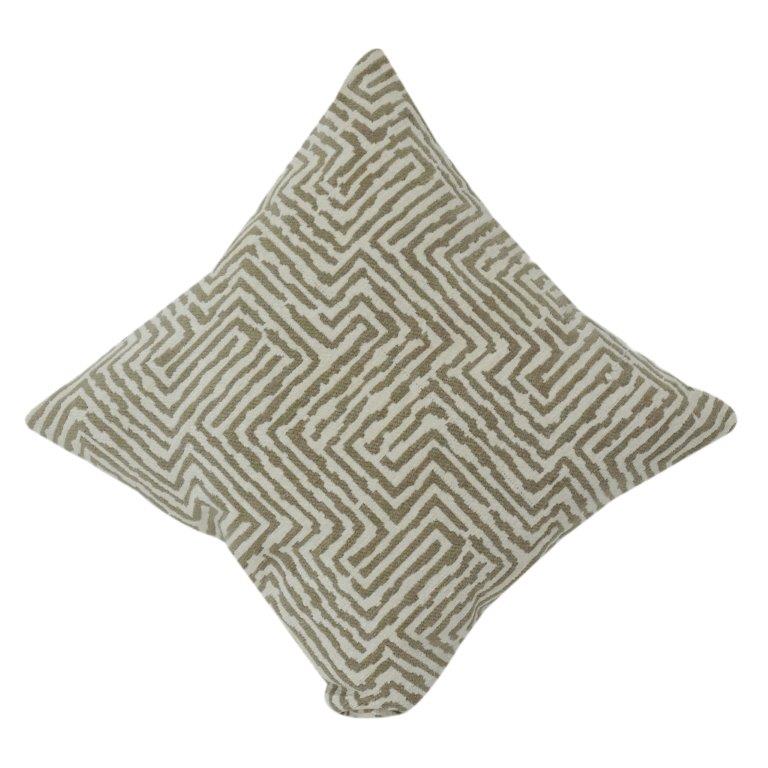 Geometric Embroidered Cotton Cushion Cover | Modern Abstract Pattern | Neutral Beige Decor Pillow | 18x18 Inch - Bulk manufacturer & supplier from Panipat, India