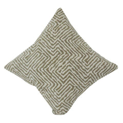 Geometric Embroidered Cotton Cushion Cover | Modern Abstract Pattern | Neutral Beige Decor Pillow | 18x18 Inch
