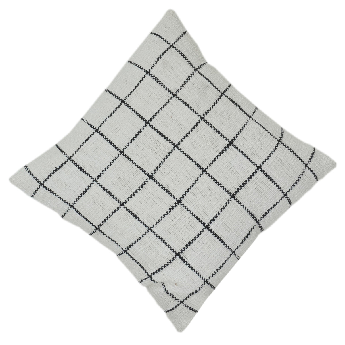 Minimalistischer Kissenbezug aus Baumwolle mit schwarzem Gittermuster | Moderner Kissenbezug mit Karomuster | 45x45 cm - Bulk manufacturer & supplier from Panipat, India