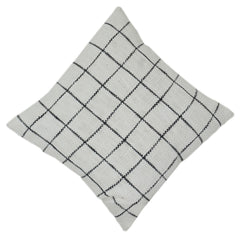 Minimalist Black Grid Cotton Cushion Cover | Modern Check Pattern Pillow Cover | 18x18 Inch