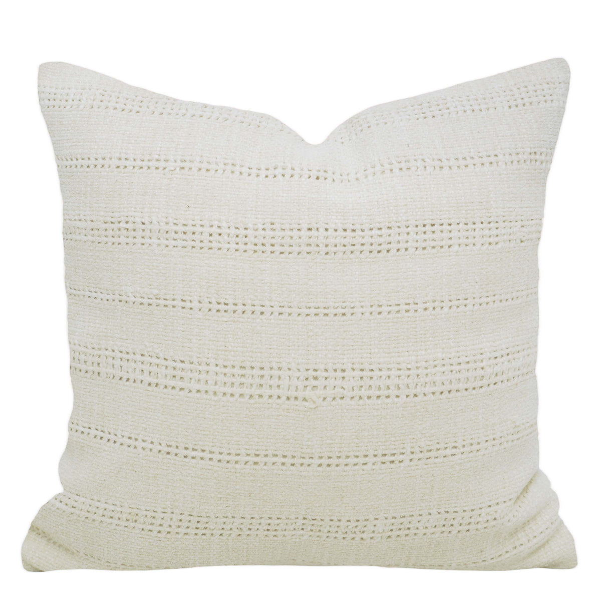 Handwoven Ivory Textured Stripe Cushion Cover – 45 x 45 cm