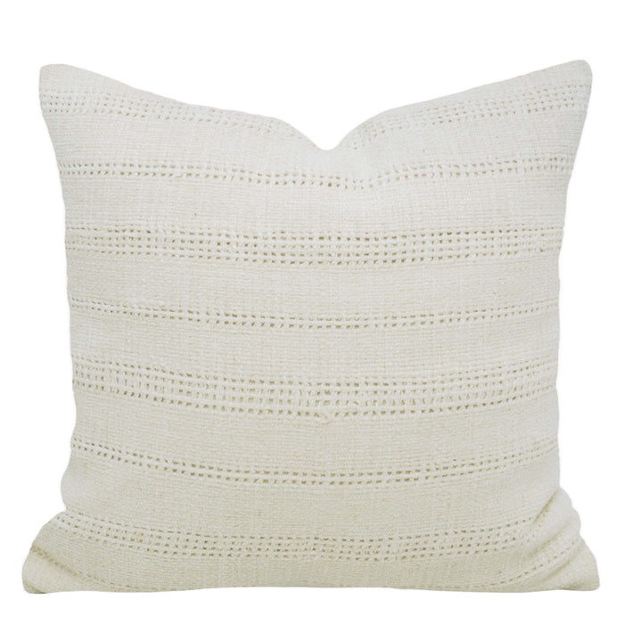 Handwoven Ivory Textured Stripe Cushion Cover – 45 x 45 cm