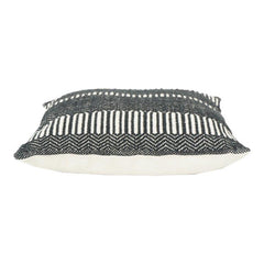 Handwoven Black & White Geometric Cotton Cushion Cover | 45x45 cm | Textured Boho Modern Design