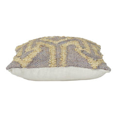 Handwoven Jute Cushion Cover with Textured Geometric Pattern | Rustic Boho Decorative Pillow Cover | 18x18 Inch