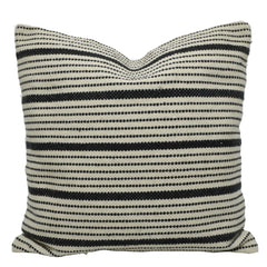 Handwoven Cotton Striped Cushion Cover 45x45 cm | Black & Ivory Woven Decorative Throw Pillow Cover | Modern Farmhouse & Scandinavian Home Décor