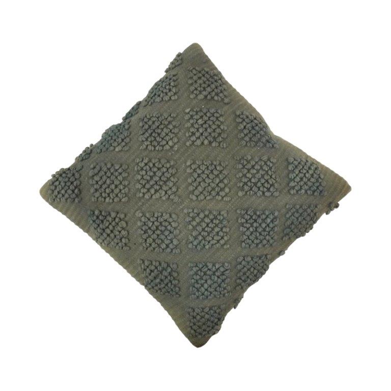 Handmade Tufted Cotton Cushion Cover 45x45 cm | Textured Geometric Boho Pillow Cover | Sage Green Decorative Cushion - Bulk manufacturer & supplier from Panipat, India