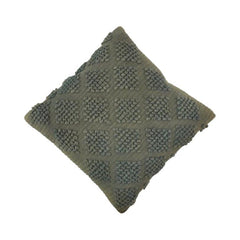 Handmade Tufted Cotton Cushion Cover 45x45 cm | Textured Geometric Boho Pillow Cover | Sage Green Decorative Cushion