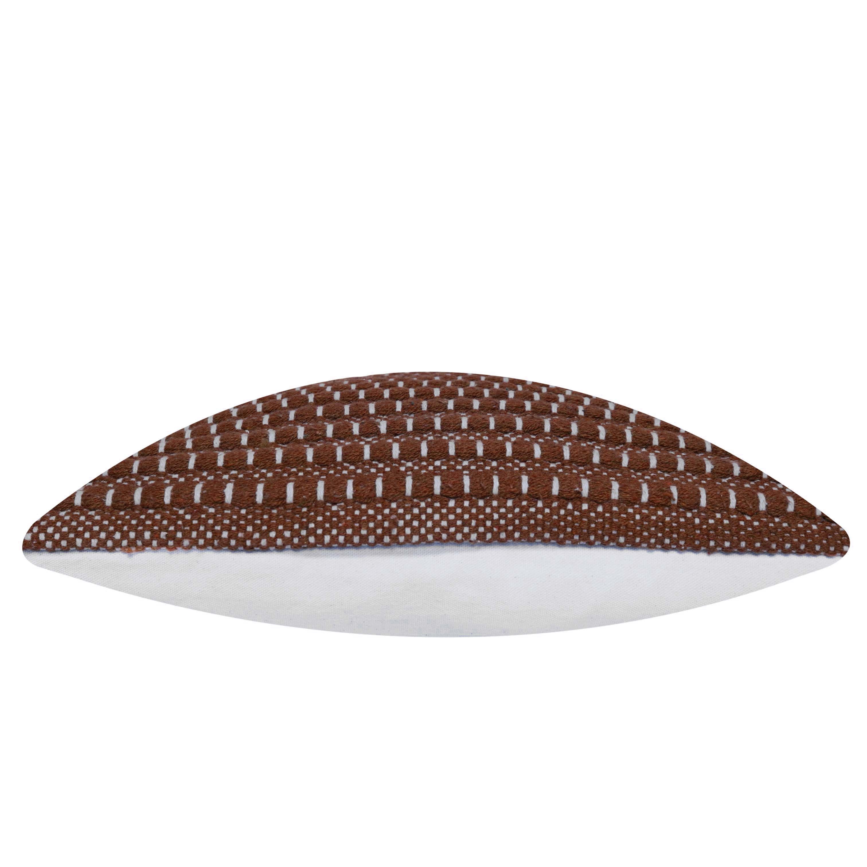 Handwoven Cotton Cushion Cover – Brown & Ivory Textured Striped Design, 45 x 45 cm