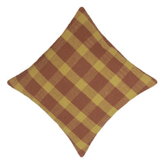 Brown and mustard plaid checkered handwoven cotton cushion cover 45x45 cm